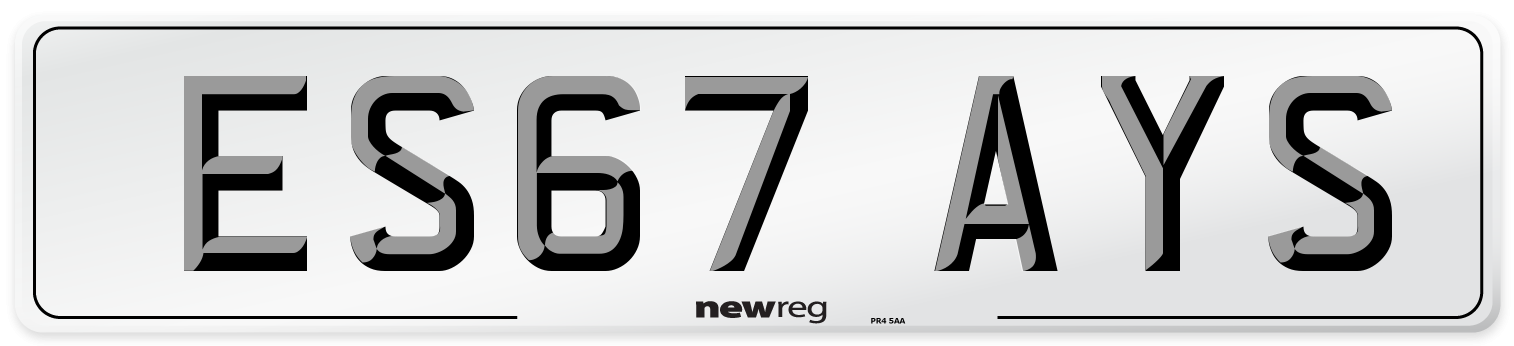 ES67 AYS Number Plate from New Reg